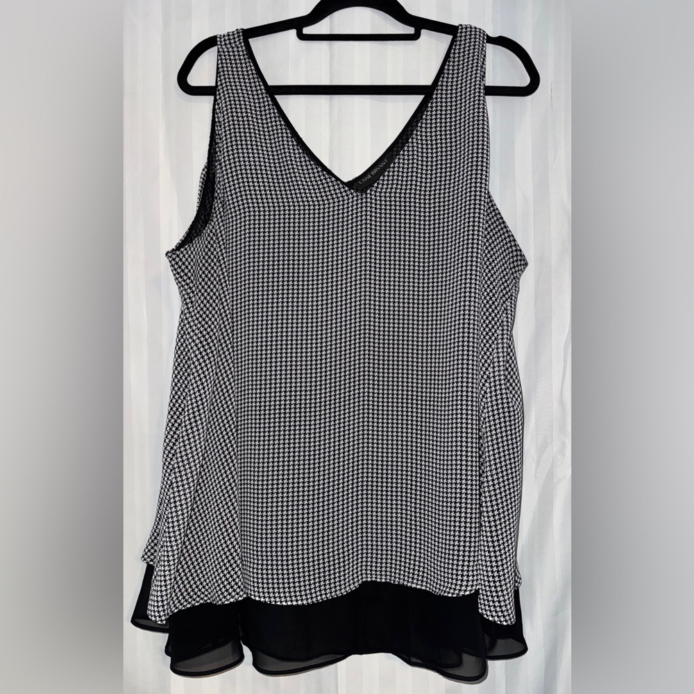 Lane Bryant Chiffon Houndstooth Tank Top Size 24
